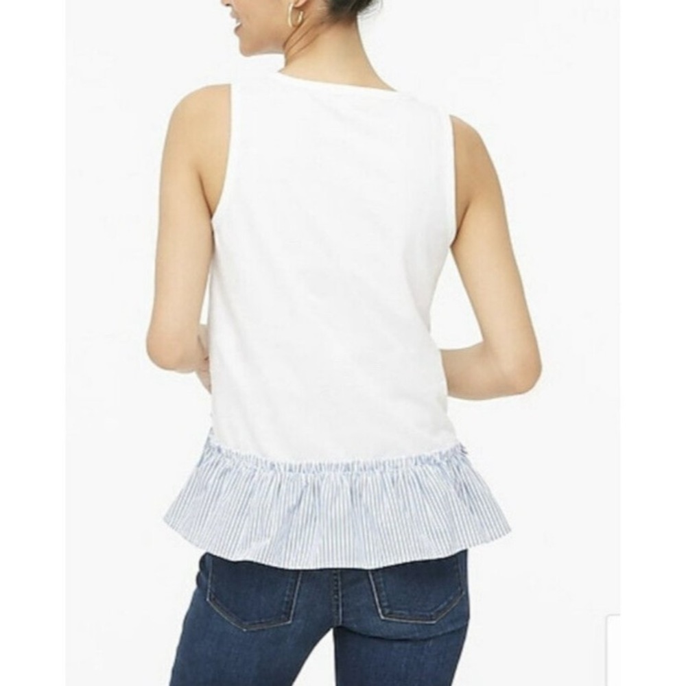 J Crew Blue and White Striped 100% Cotton Peplum T-shirt Tank Size Medium NWT - Picture 6 of 15